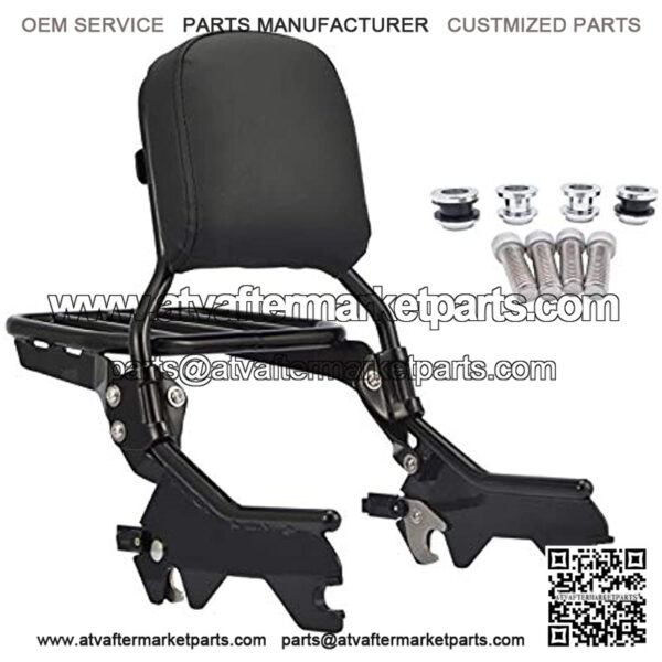 Black Standard Height Passenger Sissy Bar Pad &Luggage Rack W/4-Point Docking Hardware Kit Compatible with Harley Softail Sport Glide Low Rider S FLSB FXLR FXLRS